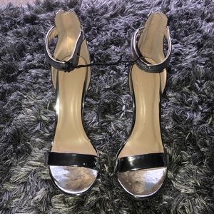 Metallic silver heels